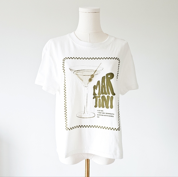 Wildfox Tops - Wildfox Black Label M Martini Recipe Graphic tee shirt white 100% cotton NWT